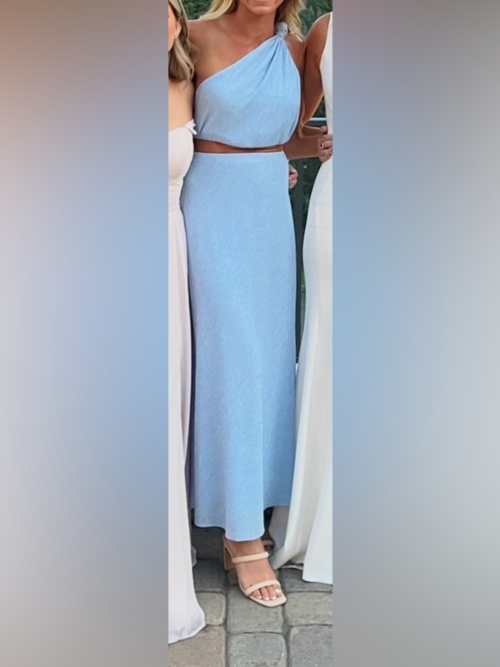 Abercrombie & Fitch Light Blue One-Shoulder Maxi Skirt Set